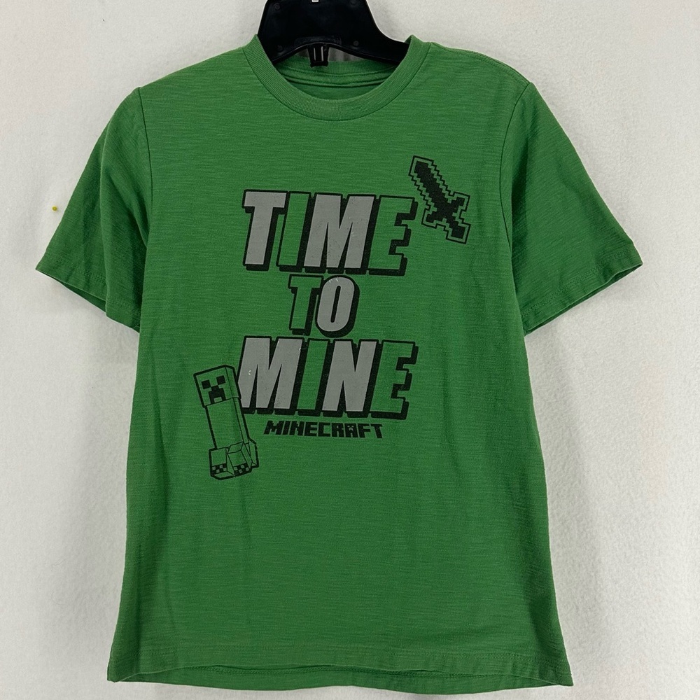 Minecraft Time To Mine Short Sleeve Graphic T Shirt Boys Large Green